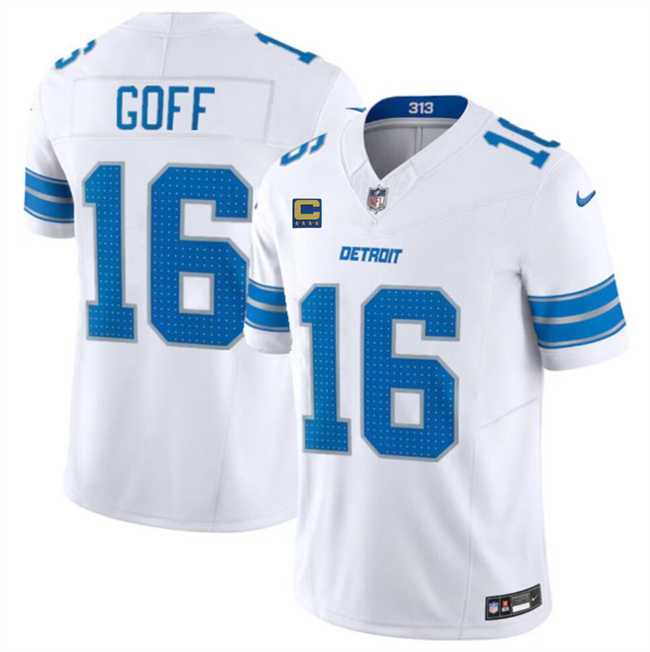 Men & Women & Youth Detroit Lions #16 Jared Goff White 2024 F.U.S.E. With 4-Star C Patch Vapor Limited Stitched Jersey